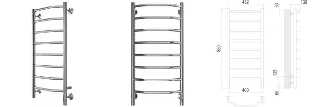 Электрический полотенцесушитель «Terminus» Виктория П8 43/85 Quick Touch хром правый