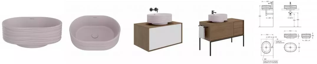 Раковина «Kerama Marazzi» Sabbia 50/37 SA.wb.50\MAL фарфоровая мальва матовая Раковина «Kerama Marazzi» Sabbia 50/37 SA.wb.50\MAL фарфоровая мальва матовая