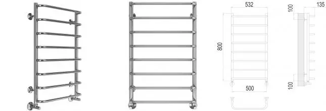 Водяной полотенцесушитель «Terminus» Стандарт П8 53/80 хром