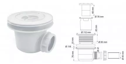 Сифон для поддона «WasserKRAFT» D454 без крышки Сифон для поддона «WasserKRAFT» D454 без крышки