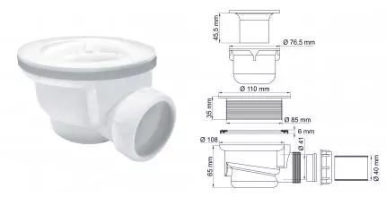 Сифон для поддона «WasserKRAFT» D455 без крышки Сифон для поддона «WasserKRAFT» D455 без крышки
