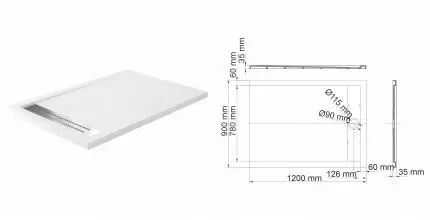 Душевой поддон «WasserKRAFT» Mindel 85T07 120/90 низкий из литьевого мрамора прямоугольный белый матовый