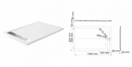 Душевой поддон «WasserKRAFT» Mindel 85T35 140/80 низкий из литьевого мрамора прямоугольный белый матовый Душевой поддон «WasserKRAFT» Mindel 85T35 140/80 низкий из литьевого мрамора прямоугольный белый матовый