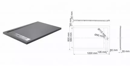 Душевой поддон «WasserKRAFT» Wiese 84T06 120/80 низкий из литьевого мрамора прямоугольный серый матовый Душевой поддон «WasserKRAFT» Wiese 84T06 120/80 низкий из литьевого мрамора прямоугольный серый матовый