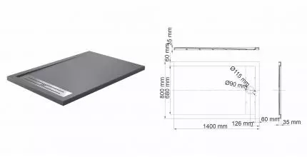 Душевой поддон «WasserKRAFT» Wiese 84T35 140/80 низкий из литьевого мрамора прямоугольный серый матовый Душевой поддон «WasserKRAFT» Wiese 84T35 140/80 низкий из литьевого мрамора прямоугольный серый матовый