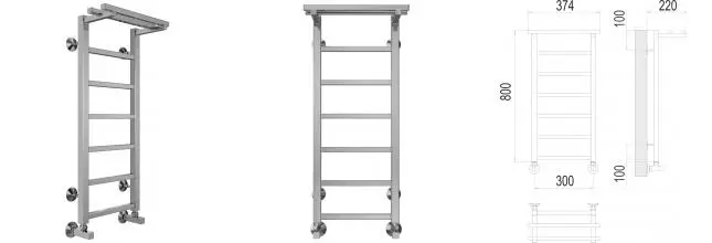 Водяной полотенцесушитель «Terminus» Контур П7 37/80 хром с полкой