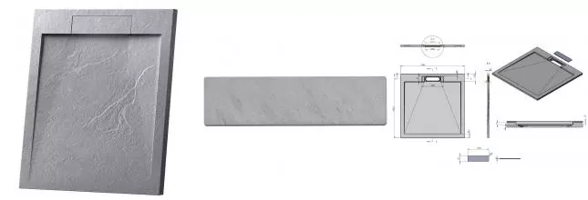 Душевой поддон «Vincea» VST-4SRL9090G 90/90 низкий из литьевого мрамора квадратный серый без сифона Душевой поддон «Vincea» VST-4SRL9090G 90/90 низкий из литьевого мрамора квадратный серый без сифона