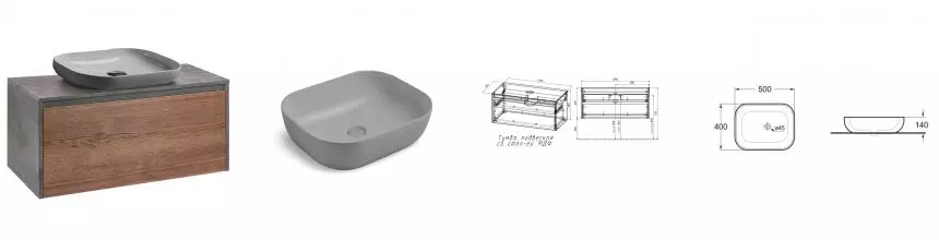Тумба с раковиной «Vincea» Mesa 100 (50/40 серая матовая) подвесная Дуб Табак/бетон Тумба с раковиной «Vincea» Mesa 100 (50/40 серая матовая) подвесная Дуб Табак/бетон