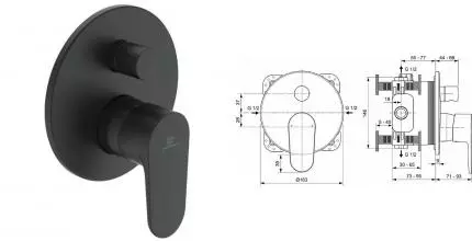 Смеситель для душа «Ideal Standard» Cerafine O A7350XG (A1000NU) чёрный матовый Смеситель для душа «Ideal Standard» Cerafine O A7350XG (A1000NU) чёрный матовый