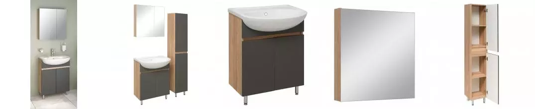 Мебель для ванной «Runo» Лада 60 графит/серый дуб
