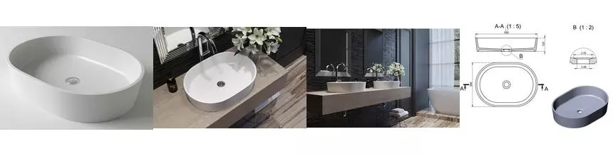 Раковина «Holbi» Ariel 55/40 1.02.011.11.1 искусственный камень белая матовая Раковина «Holbi» Ariel 55/40 1.02.011.11.1 искусственный камень белая матовая