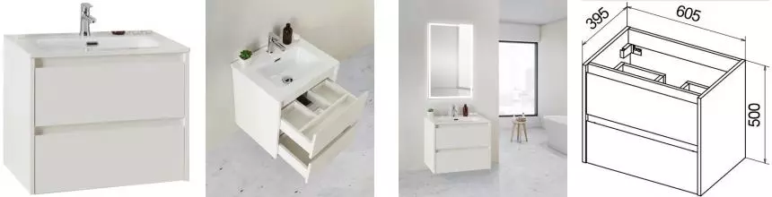 Тумба с раковиной «Belbagno» Kraft-39 60 (BB600/390ETL) подвесная Bianco Opaco Тумба с раковиной «Belbagno» Kraft-39 60 (BB600/390ETL) подвесная Bianco Opaco