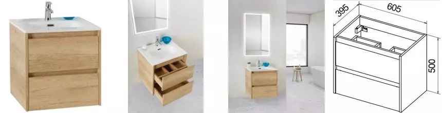 Тумба с раковиной «Belbagno» Kraft-39 60 (BB600/390ETL) подвесная Rovere Nebrasca Nature