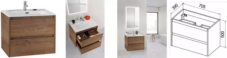 Тумба с раковиной «Belbagno» Kraft-39 70 (BB700/390ETL) подвесная Rovere Tabacco