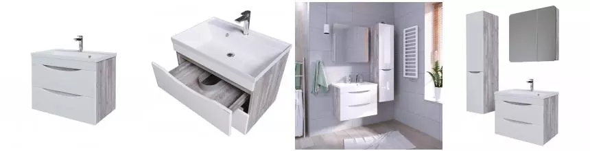 Тумба под раковину «Grossman» Талис 80 (Classika-80) подвесная бетон пайн/белый глянец