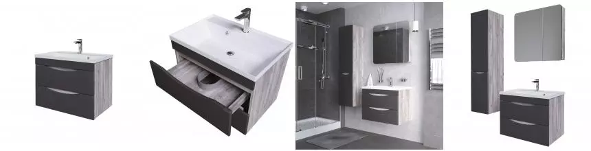 Тумба под раковину «Grossman» Талис 80 (Classika-80) подвесная бетон пайн/графит