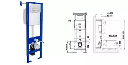 Инсталляция для унитаза с кнопкой «Berges Wasserhaus» Atom Line 410 кнопка белая 040339