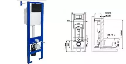 Инсталляция для унитаза с кнопкой «Berges Wasserhaus» Atom Line 410 кнопка черная SoftTouch 040340