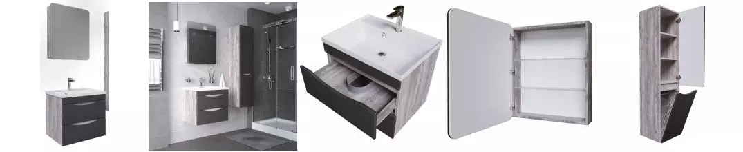 Мебель для ванной подвесная «Grossman» Талис 60 бетон пайн/графит