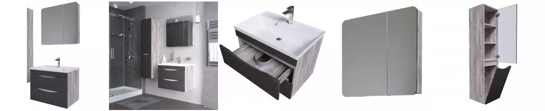 Мебель для ванной подвесная «Grossman» Талис 80 бетон пайн/графит