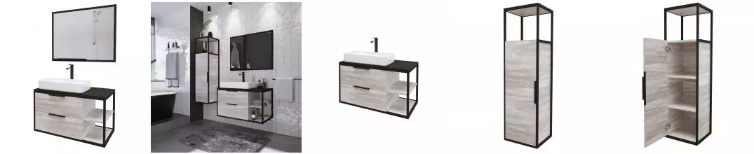 Мебель для ванной подвесная «Grossman» Лофт 90 шанико/чёрная