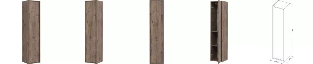 Пенал «Aquanet»  Lino (Flat) 35 подвесной дуб Веллингтон универсальный