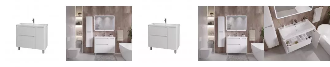 Тумба под раковину «Grossman» Адель 100 (Aдель-100) белый глянец правая