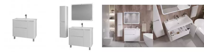 Тумба под раковину «Grossman» Адель 90 (Aдель-90) белый глянец правая