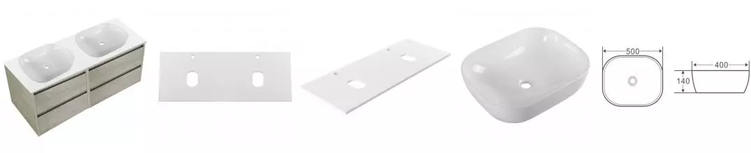 Тумба с раковиной «Belbagno» Kraft 60 (BB1302 50/40) подвесная Cemento Grigio