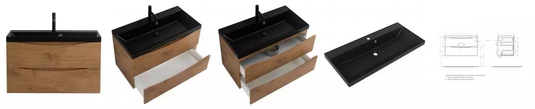 Тумба с раковиной «Belbagno» Marino 90 (BB900/450-LV-ART-AST-NERO) подвесная Rovere Nature Тумба с раковиной «Belbagno» Marino 90 (BB900/450-LV-ART-AST-NERO) подвесная Rovere Nature