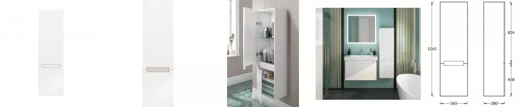 Пенал «Kerama Marazzi» Buongiorno Plus 35/130 подвесной белый глянцевый/дуб Кантри левый