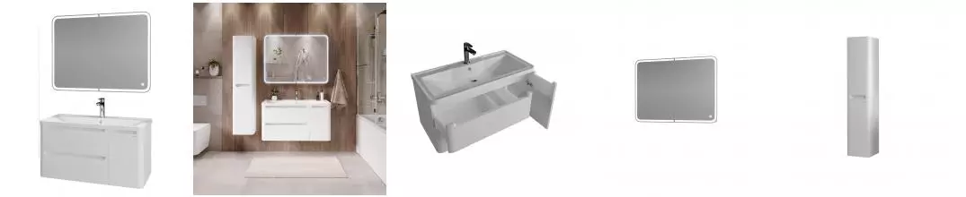Мебель для ванной подвесная «Grossman» Адель 90 белый глянец