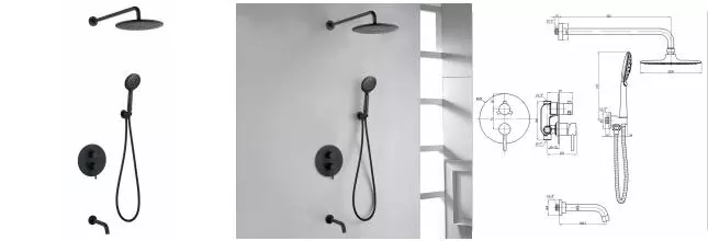 Душевая система «Abber» Wasser Kreis AF8117B чёрная матовая Душевая система «Abber» Wasser Kreis AF8117B чёрная матовая