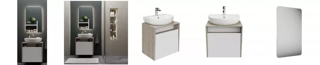 Мебель для ванной подвесная «Kerama Marazzi» Pro 60 с 1 ящиком белая/дуб Орегон