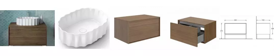 Тумба с раковиной «Kerama Marazzi» Atollo 80 (Conchiglia 50/37) подвесная деревянная