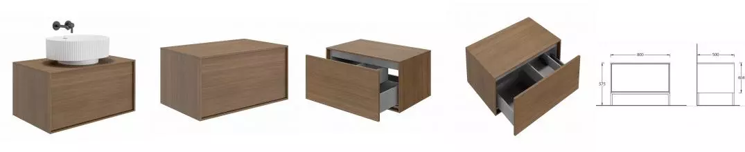 Тумба с раковиной «Kerama Marazzi» Atollo 80 (Vento 50/37 WHT.M) подвесная деревянная