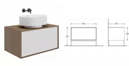Тумба с раковиной «Kerama Marazzi» Atollo 80 (Vento 50/37 WHT.M) подвесная белая матовая/деревянная