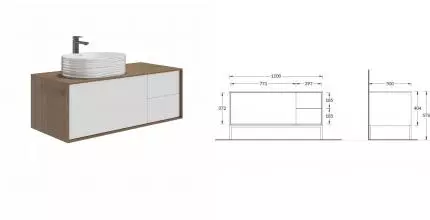 Тумба с раковиной «Kerama Marazzi» Atollo 110 (Sabbia 50/37 WHT.M) подвесная белая матовая/деревянная