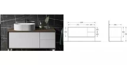 Тумба с раковиной «Kerama Marazzi» Atollo 110 (Vento 50/37) подвесная белая матовая/деревянная