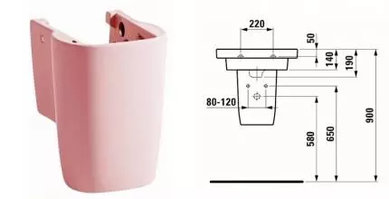 Полупьедестал «Laufen» Mimo 8.1955.1.044.000.1 фарфоровый розовый