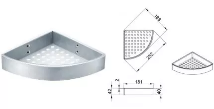 Угловая полка в ванну «Azario» AZ833 на стену хром