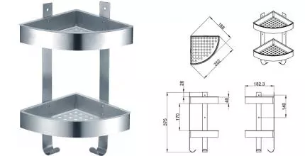 Угловая полка в ванну «Azario» AZ8332 на стену хром