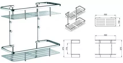 Полка в ванну «Azario» AZ8352 на стену хром