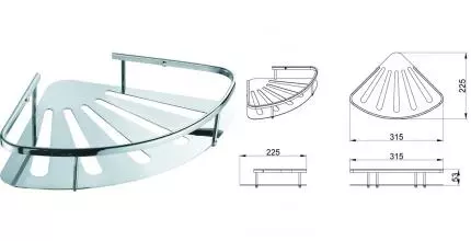 Угловая полка в ванну «Azario» AZ836 на стену хром