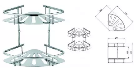 Угловая полка в ванну «Azario» AZ8362 на стену хром