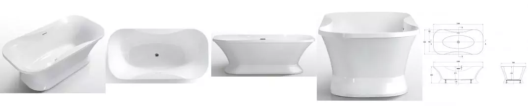 Ванна акриловая «Azario» Bordeaux 180/90 на подиуме с сифоном белая