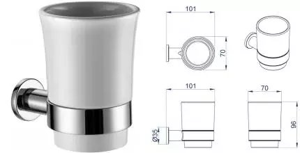 Стакан для зубных щёток «Azario» Forny AZ88306 на стену хром/белый