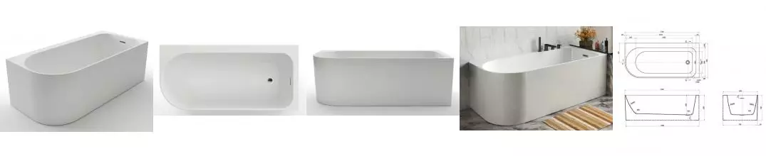 Ванна акриловая «Azario» Luton 170/80 с каркасом с сифоном белая левая
