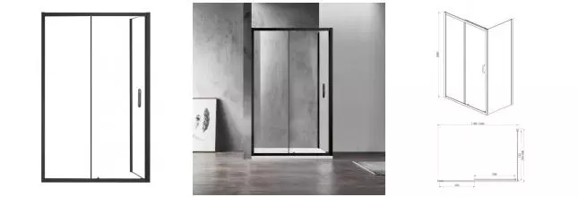 Душевой угол-ограждение «Azario» Milton 1131 L 120/80 прозрачный/чёрный прямоугольный без поддона левый Душевой угол-ограждение «Azario» Milton 1131 L 120/80 прозрачный/чёрный прямоугольный без поддона левый