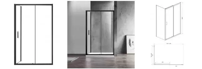 Душевой угол-ограждение «Azario» Milton 1131 R 120/80 прозрачный/чёрный прямоугольный без поддона правый Душевой угол-ограждение «Azario» Milton 1131 R 120/80 прозрачный/чёрный прямоугольный без поддона правый
